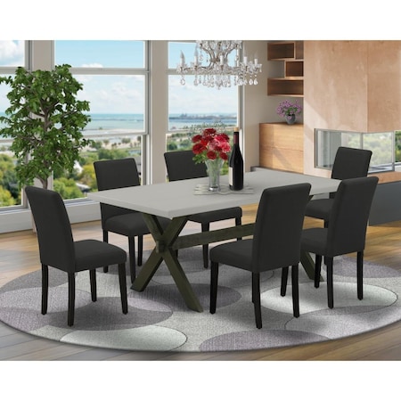 East West Furniture 7 Piece X-Style Kitchen Table Set - Black X697AB624-7